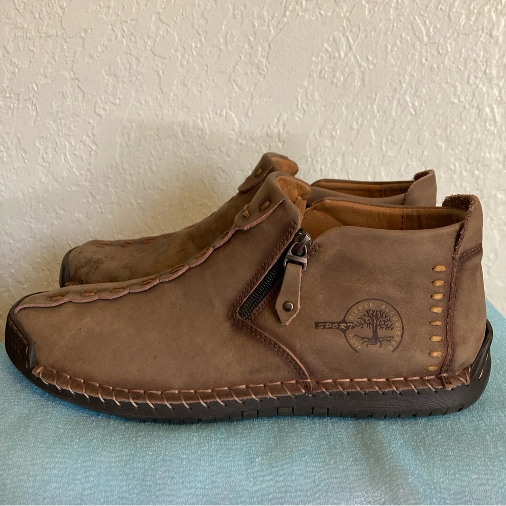 Alcubieree Sport Men’s Leather Chukka Driving Slip On Stitched Moccasin Sz12